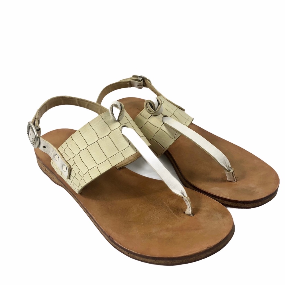 Rag and Bone Claire leather croc sandals ecru host pick!!